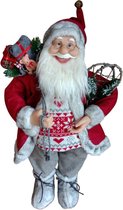 Grote kerstman met zak cadeaus en sneeuwschoenen - 60cm