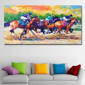 Canvas Schilderij * Paardensport Racing * - Kunst aan je Muur - Modern - Kleur - 40 x 80 cm