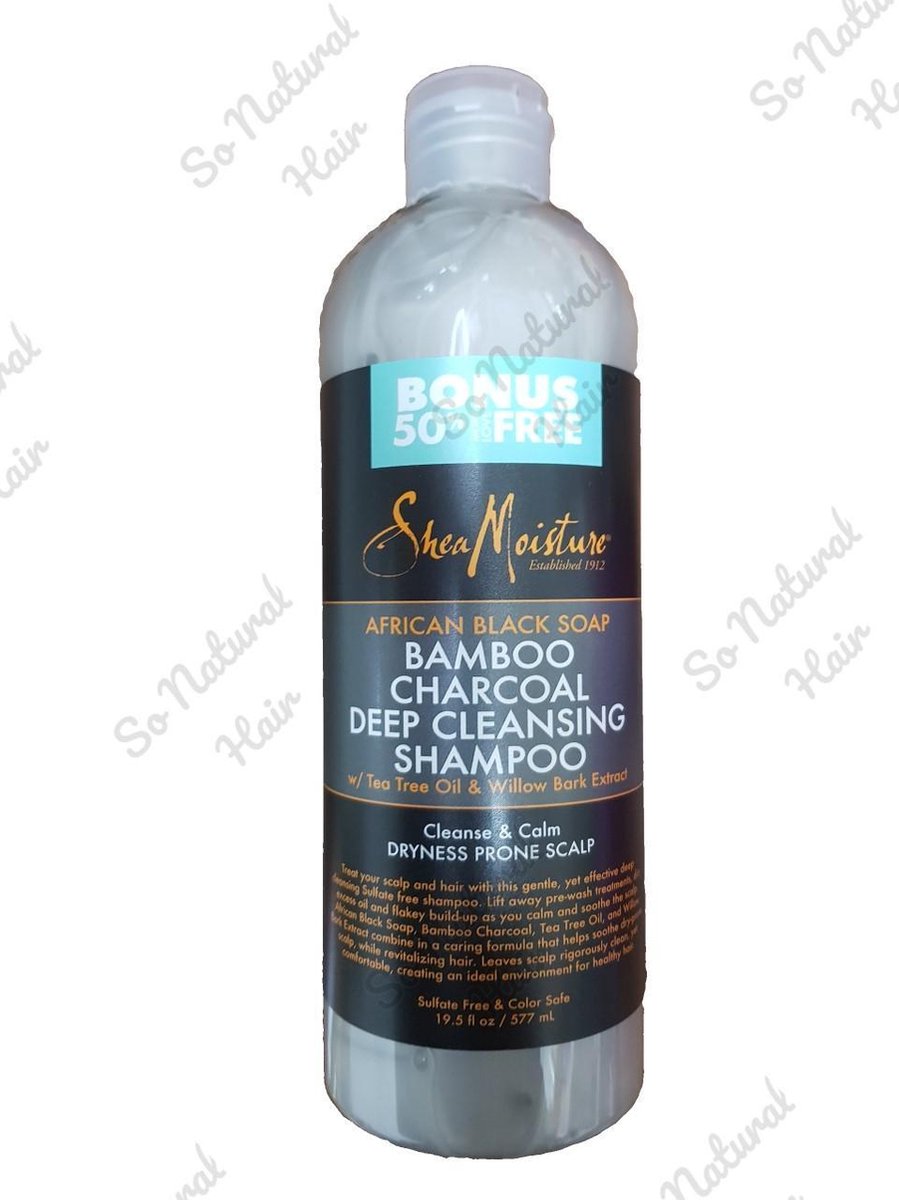Shea Moisture African Black Soap Bamboo Charcoal Deep Cleansing Shampoo (Bonus Size) 577ml