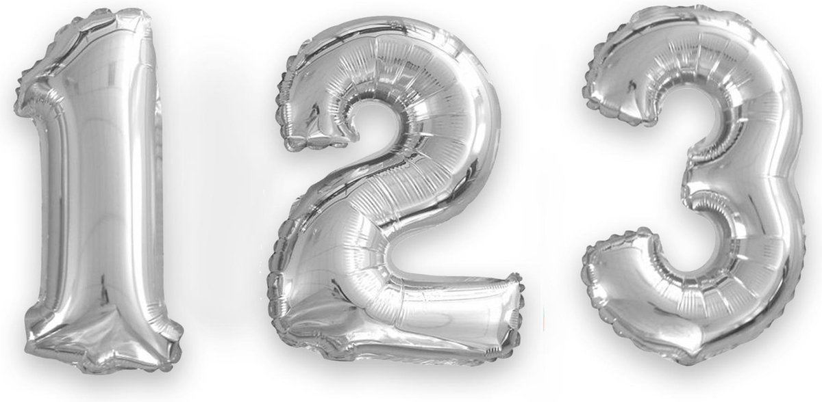BOLAND BV - Zilverkleurige aluminium cijfer ballon