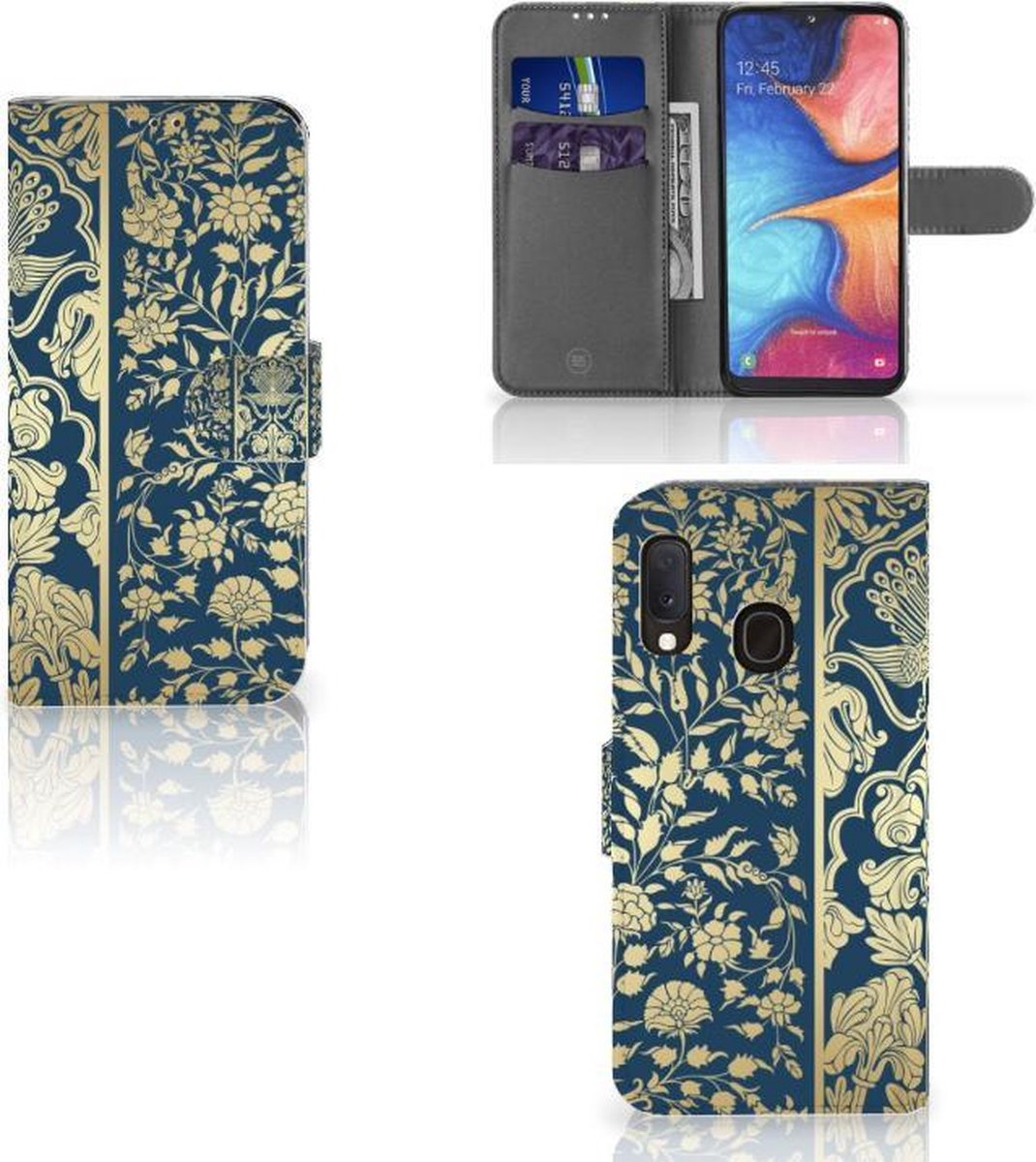 Book Case voor Samsung Galaxy A20e Hoesje Beige Flowers