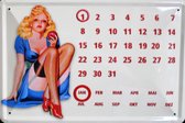 Pin Up Eeuwigdurende metalen kalender 20x30cm