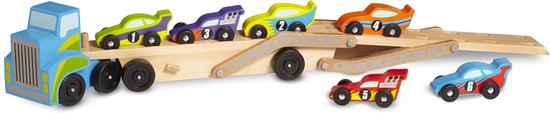 Thumbnail van een extra afbeelding van het spel Melissa & Doug Extragrote Vrachtwagen met Racea