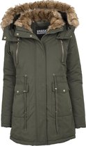 Jas Dames Imitation Fur Parka olive