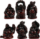 Boeddha’s Rood (Set van Zes Geluksboeddha Mini-Beeldjes) – 5 cm