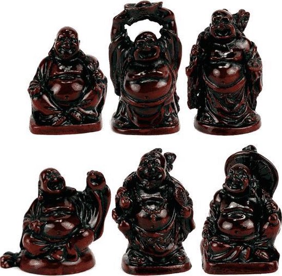 campagne calcium Neerduwen Boeddha's Rood (Set van Zes Geluksboeddha Mini-Beeldjes) – 5 cm | bol.com