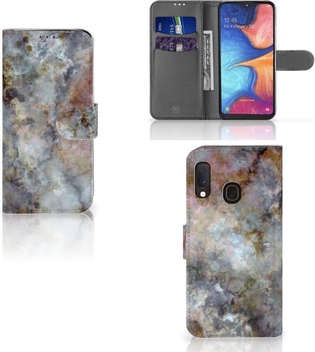 Samsung Galaxy A20e Bookcase Marmer Grijs