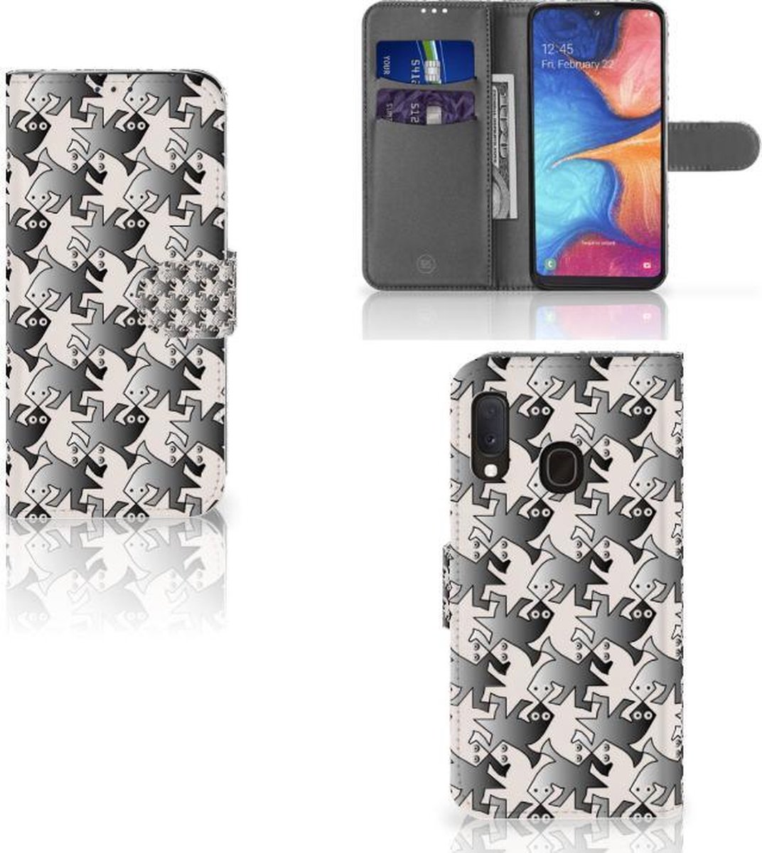 Samsung Galaxy A20e Telefoonhoesje met Pasjes Salamander Grey