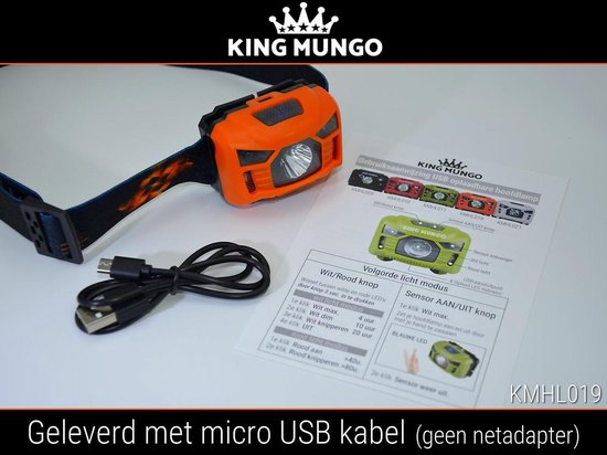 LED Hoofdlamp - Oplaadbaar | Waterdicht | King Mungo KMHL019