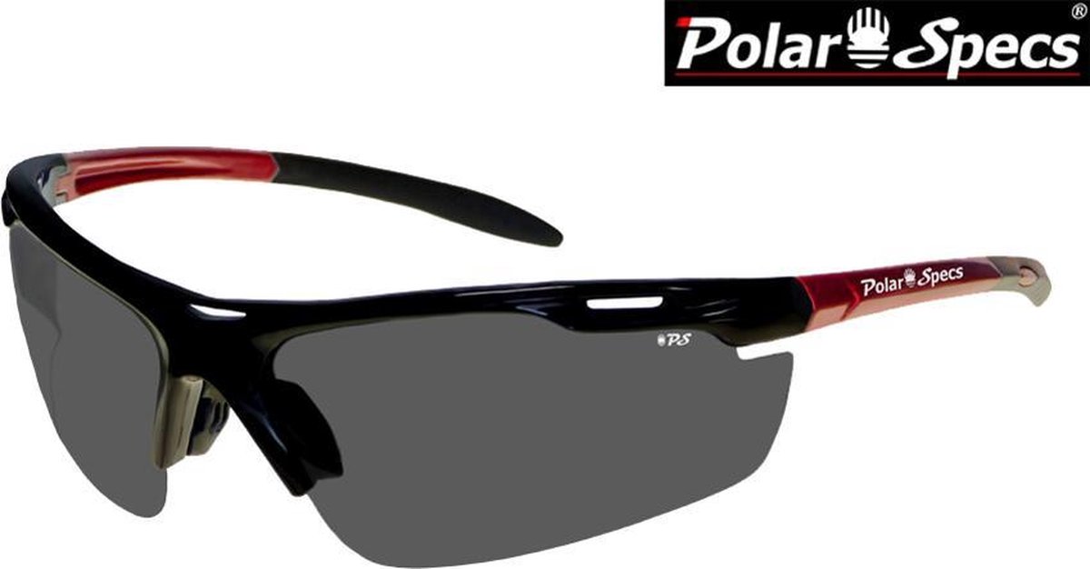 Polar Specs® Polariserende Zonnebril Velocity Sport PS9041 – Metallic Red – Polarized Black – Medium – Unisex