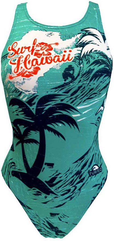 TURBO Surfer Hawaii Vintage Zwempak Dames - Green / Black / Red - M