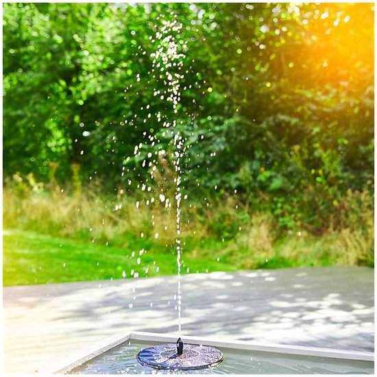 Solar Water Fountain - Fontein op Zonne Energie - Zwart - Geschikt voor Vijver/Zwembad/Vogelbad/Tuin - Milieuvriendelijke Solar Fontein