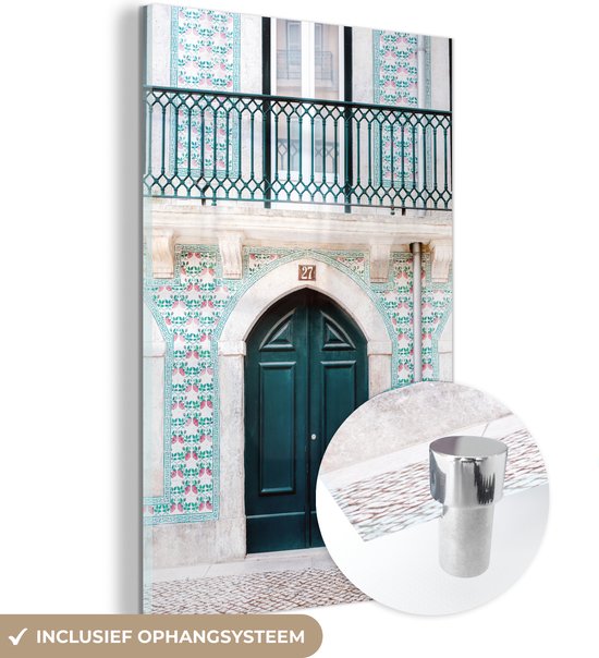 MuchoWow® Peinture sur verre 100x150 cm - Peinture sur verre acrylique - Porte - Bois - Vert - Maison - Photo sur verre - Peintures