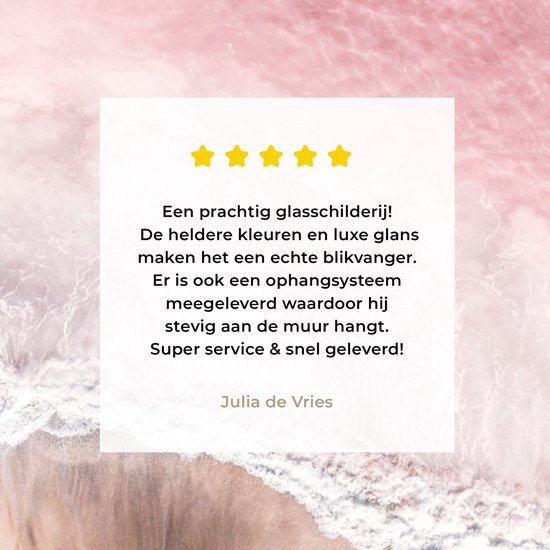 MuchoWow® Peinture sur verre 60x80 cm - Peinture sur verre - Plage - Mer - Rose - Nature - Vagues - Photo sur verre acrylique - Peintures