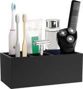 Hars tandenborstelhouder, 4 ringetjes + 1 tandenpastabakje voor tandenborstel,tandenpastabube, kwast, badkamer opbergen, inkt wit