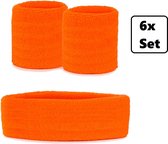 6x Sweatbands set 3 pièces orange fluo - Sport