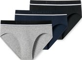 Schiesser Men's Rio Slip Organic - Pack de 3 - Zwart - Bleu Foncé - Grijs Chiné - Taille XL