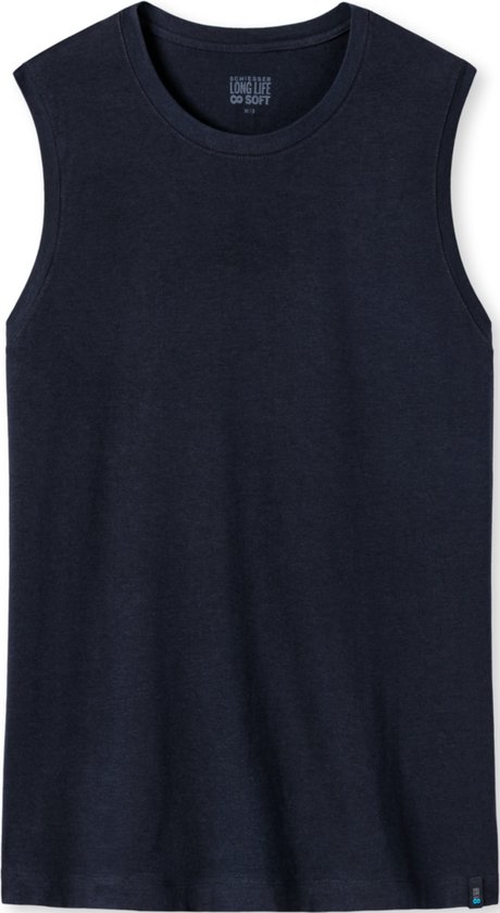 SCHIESSER Long Life Soft singlet (1-pack) - heren onderhemd modieuze snit blauwzwart - Maat: XL