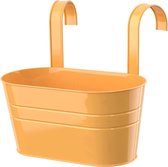 Hangpot, 1 stuks, metalen bloempot, balkon, hangpot, relingpot, vintage, ovaal, metaal, bloempot, vaas, balkon, tuin, afneembaar (oranje)
