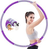 Hula hoop - Fitness - hula hoop avec poids - réglable de 1,2 kg à 3,2 kg - hula hoop fitness - violet/gris - Cadeau