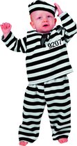 Wilbers & Wilbers - Boef Kostuum - Zwart Wit Gestreept Baby Boefje Kind Kostuum - Zwart - Maat 80 - Carnavalskleding - Verkleedkleding