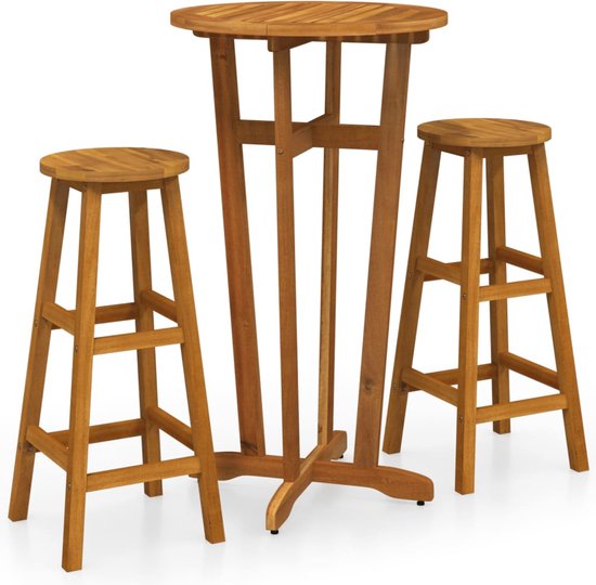 vidaXL Ensemble de bar 3 pièces Bois d'acacia massif - Ensemble de bar - Ensembles de bar - Ensemble de jardin - Set de Jardin