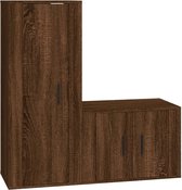 vidaXL - 2-delige - Tv-meubelset - bewerkt - hout - bruin - eikenkleur