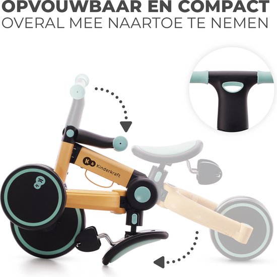 Kinderkraft 4TRIKE – 3-in-1 Loopfiets, Driewieler En Fiets Zonder Pedalen In één, Licht Aluminium, Veilig En Verstelbaar, Geel