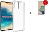 MoDo hoesje geschikt voor Nokia G22 - Siliconen/TPU/Kunststof Back Cover - Transparant met 2x screenprotector