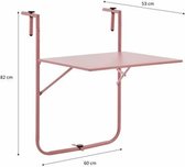 Table de Balcon Pliante - Acier - Rose - 60 x 78 x 86-101 cm