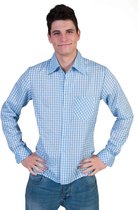 Tiroler blouse blauw/wit - Maatkeuze: Maat 56/58