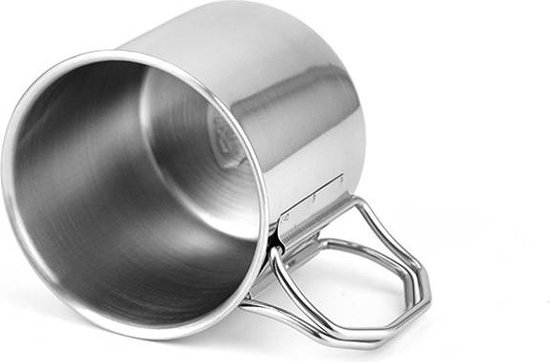 RVS beker - Mok - 250ml - Roestvast staal - Outdoor - Survival - Inklapbaar - Hiking & Wandelen van Merkloos — afbeelding 4