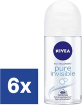 Nivea Pure Invisible Deo Roll On - 6 x 50 ml