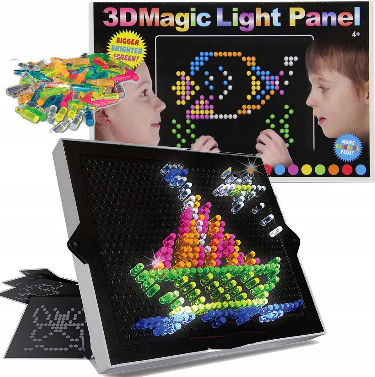 Pushpin Speelgoed - Blacklight - 180 Delig - 3D Magic Light Panel - Insteek  Mozaïek