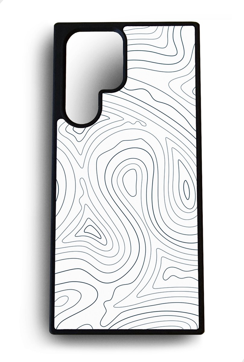 Ako Design Samsung Galaxy S22 Ultra hoesje - Abstracte print - zwart wit - Hoogglans - TPU Rubber telefoonhoesje - hard backcover