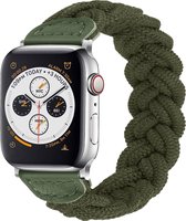 Nylon Smartwatch bandje - Geschikt voor Apple Watch Twisted gevlochten bandje - legergroen - Strap-it Horlogeband / Polsband / Armband - Maat: 42 - 44 - 45 - 49mm