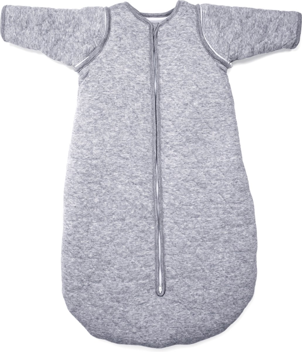 FIEMOL Slaapzak voor baby's van 12-18 maanden, 1,5 TOG, pasgeborenen slaapzak herfst met pluche punten, zachte winterslaapzak, katoen, babydraagdeken, groen en grijs, verpakking van 2 stuks, 84 cm