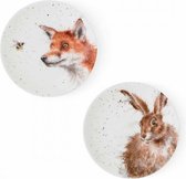 Wrendale Designs - Set van twee borden hare and fox -