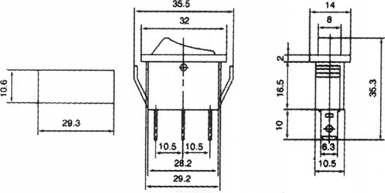 Interrupteur ON/OFF 3 Positions 28*10 250V 15A 3PIN