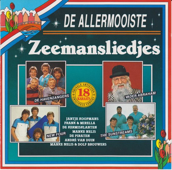 Albumhoes met tekst 'De allermooiste Zeemansliedjes'. Foto's van De Havenzangers, Vader Abraham en The Sunstreams.