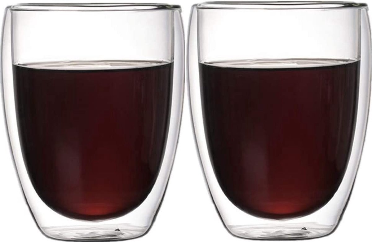 Dubbelwandige Glazen - 2 Stuks - 350ml - Koffieglazen - Theeglazen - Cappuccino Glazen - Latte Macchiato Glazen