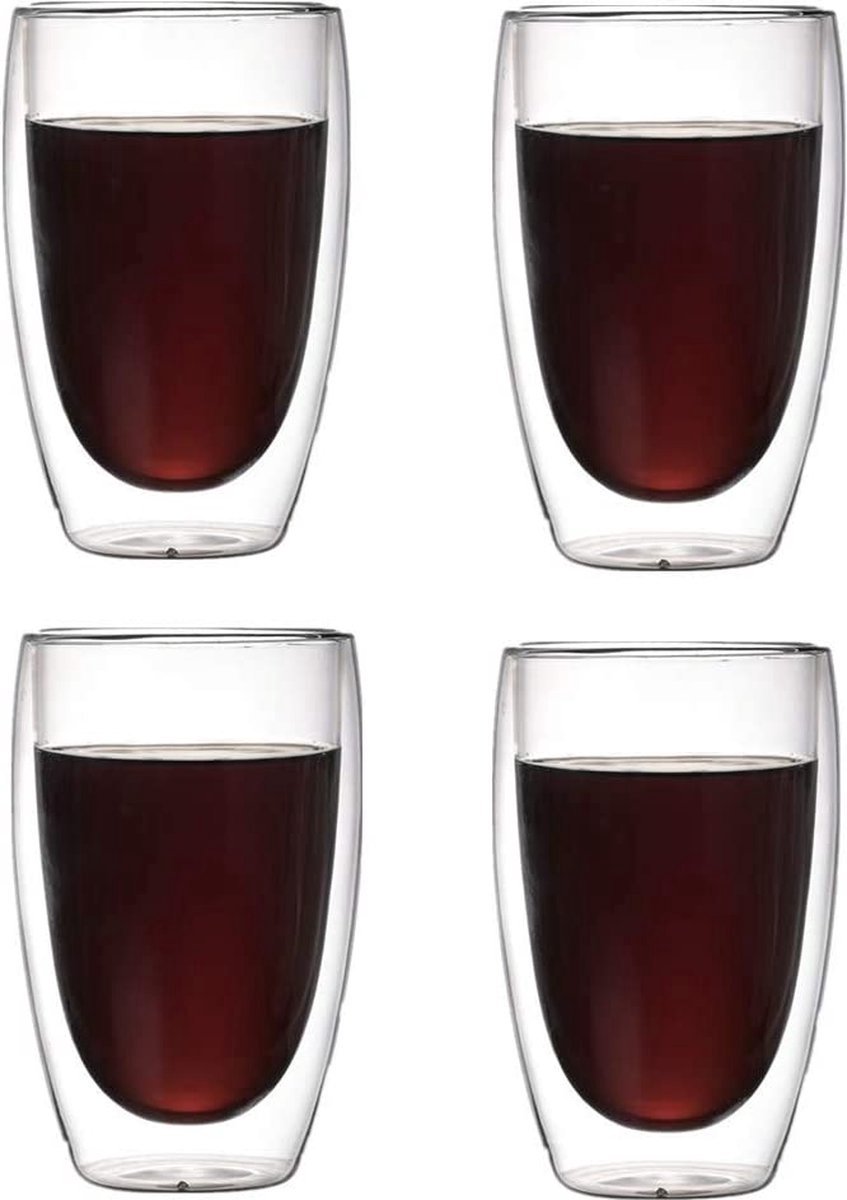 Dubbelwandige Glazen - 4 Stuks - 450ml - Koffieglazen - Theeglazen - Cappuccino Glazen - Latte Macchiato Glazen