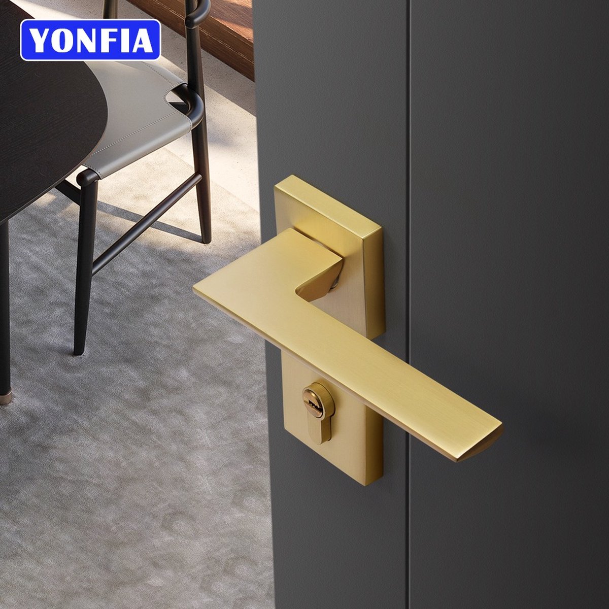 The Handle Poignée de porte intérieure moderne dorée de haute qualité en  nickel pour chambre à coucher : : Bricolage