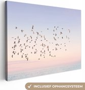 Canvas Schilderij Vogels - Zee - Lucht - Natuur - Zomer - 40x30 cm - Wanddecoratie