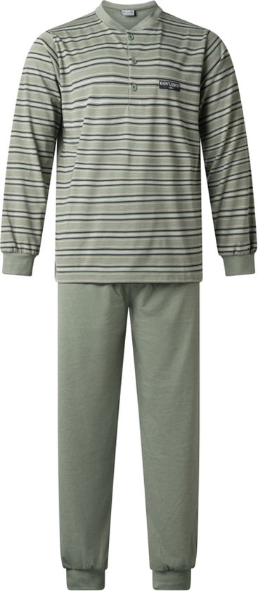 Gentlemen - heren pyjama 114237 - knoop hals - groen - maat L