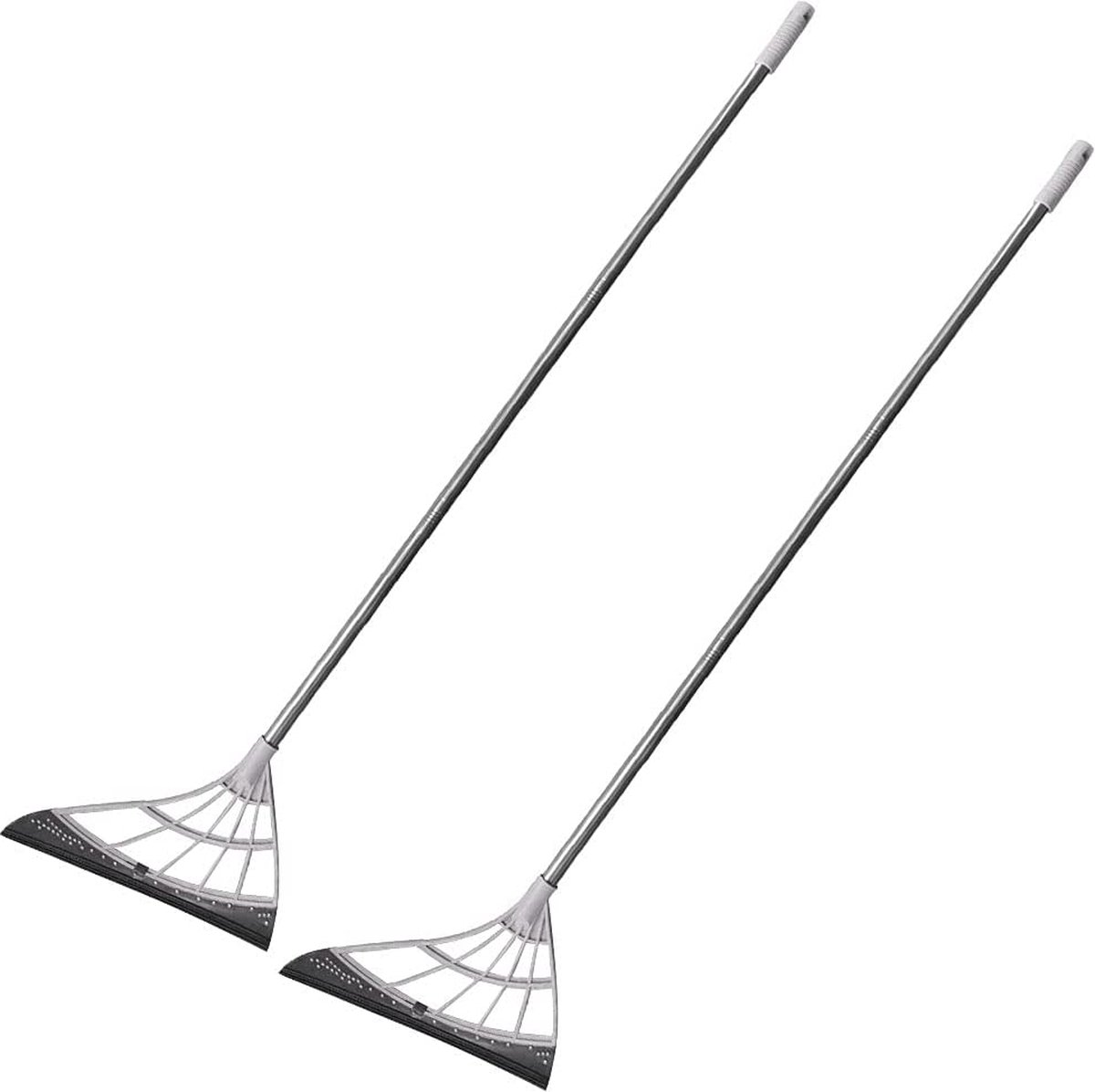 Goedkoopste Multifunctionele magische vloertrekker, 2 stuks bezems van roestvrij staal, kunststof, TPR-vloerwisser, raamtrekker, waterschuiver voor water, stof, haar op hout, glas, tegels (grijs