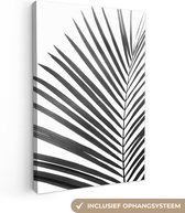Canvas Schilderij Plant - Zwart wit - Natuur - Blad - 80x120 cm - Wanddecoratie