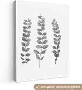 Canvas Schilderij Planten - Bladeren - Natuur - Wit - 90x120 cm - Wanddecoratie