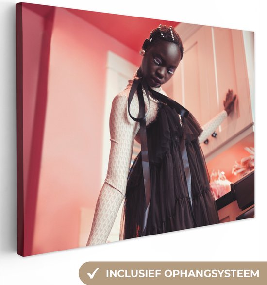 Tableau sur toile Femme Pastel Talons hauts Portrait