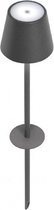Zafferano Poldina Tuinlamp - LED Lamp met Grondspies - Buitenlamp Donkergrijs - Oplaadbare Terraslamp - Lantaarn IP54 Spatwaterdicht - Dimbaar - USB oplaadbaar - 60 cm